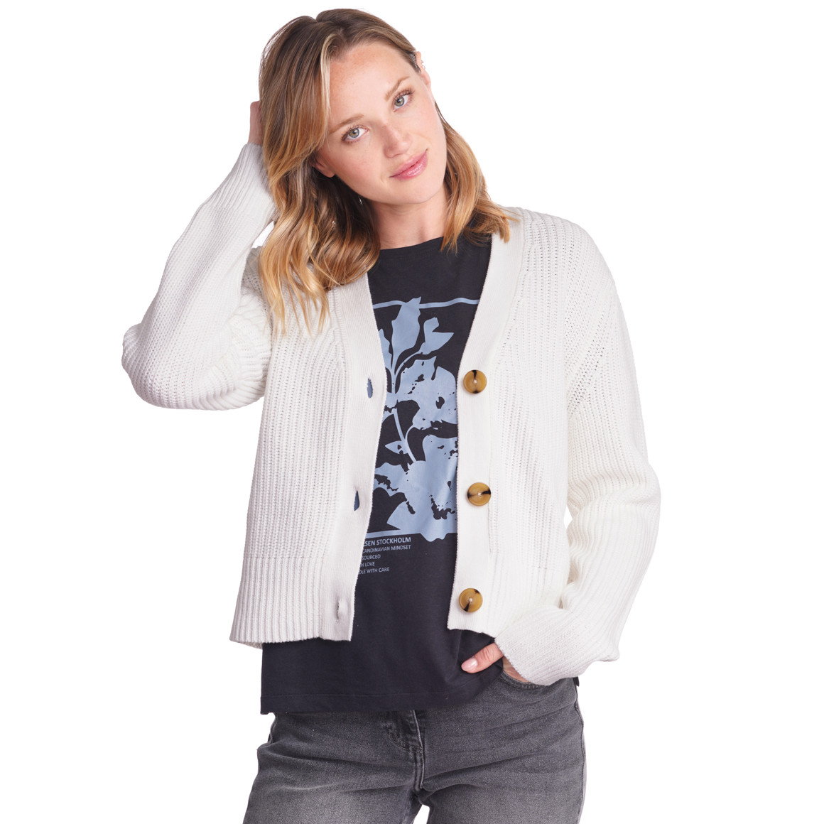 Damen Strickjacke mit Knopfleiste