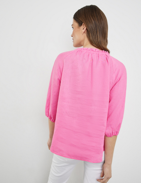 Leinenbluse mit Rüschenkragen