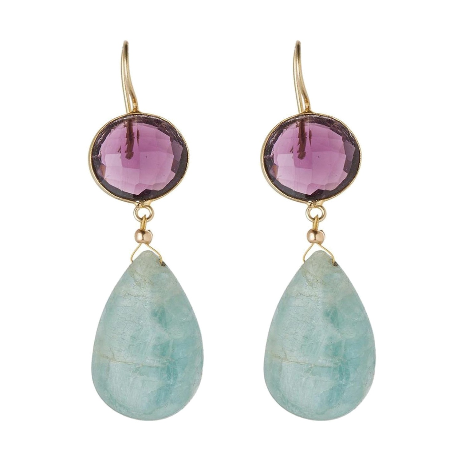 Ohrringe 'Aquamarin und Amethyst Tropfen'