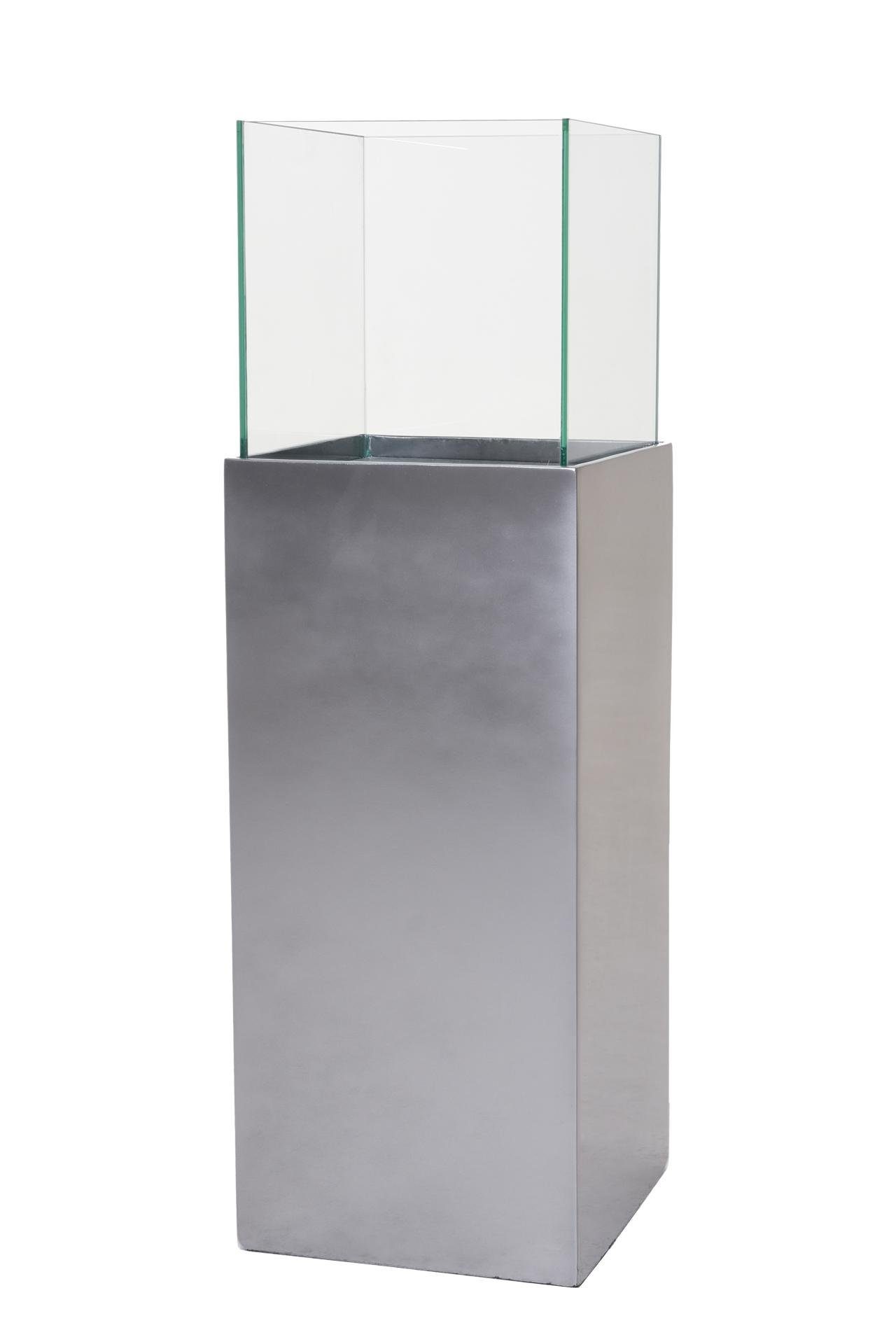 VIVANNO Bodenwindlicht Windlichtsäule Kerzenhalter Windlicht CANDELA - Silber Metallic -