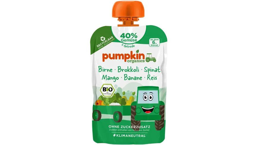 pumpkin organics Bio Quetschie Birne, Brokkoli, Spinat, Mango 100 g