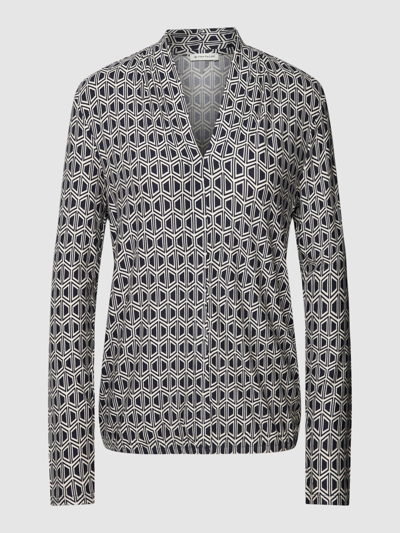 Longsleeve mit V-Ausschnitt in marineblau