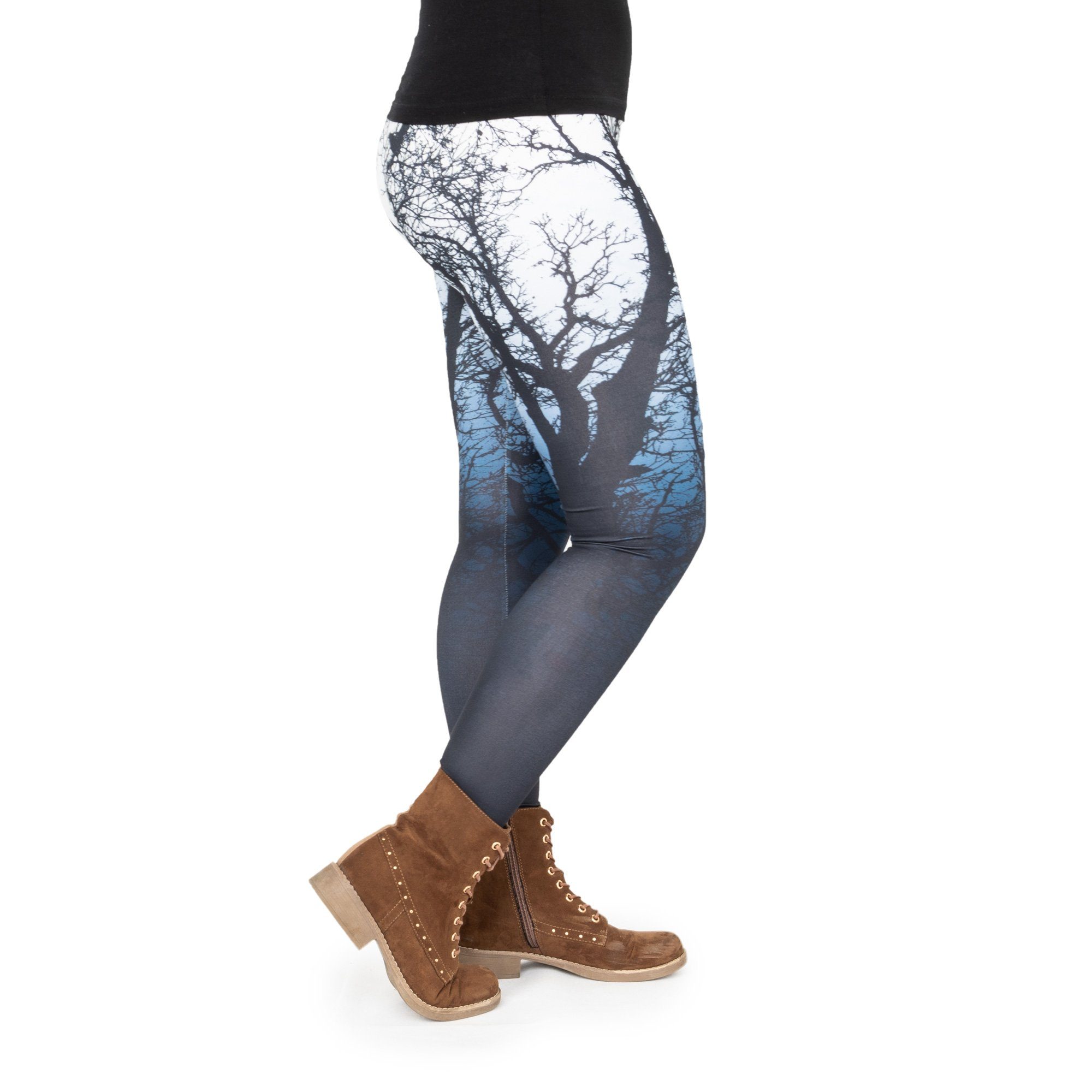 cosey Leggings Bunte Bedruckte Motiv-Leggings Baum/Wald (Einheitsgröße XS-L)
