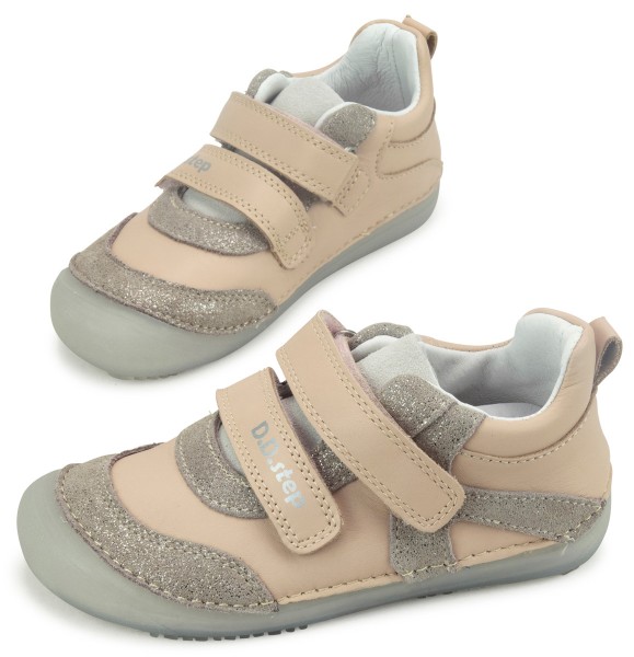 DD Step ~ Leder MidCut Klettschuh ~ Rose Glitter