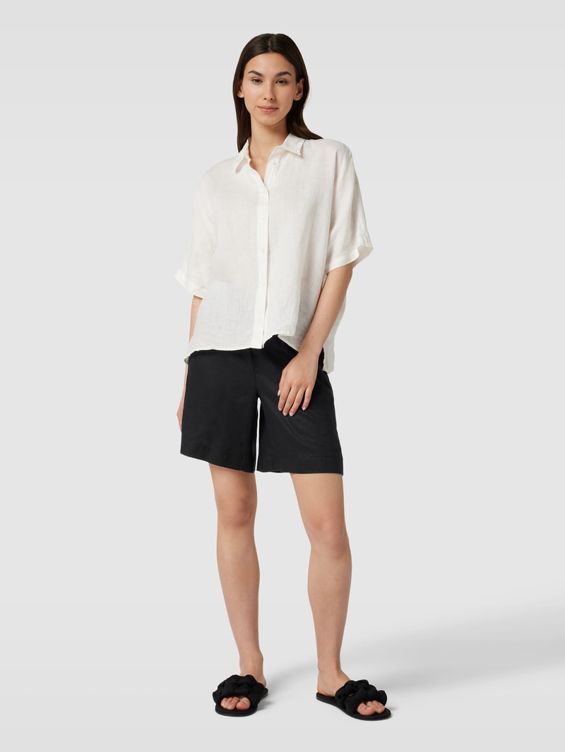 Shorts aus Leinen mit Eingrifftaschen in schwarz