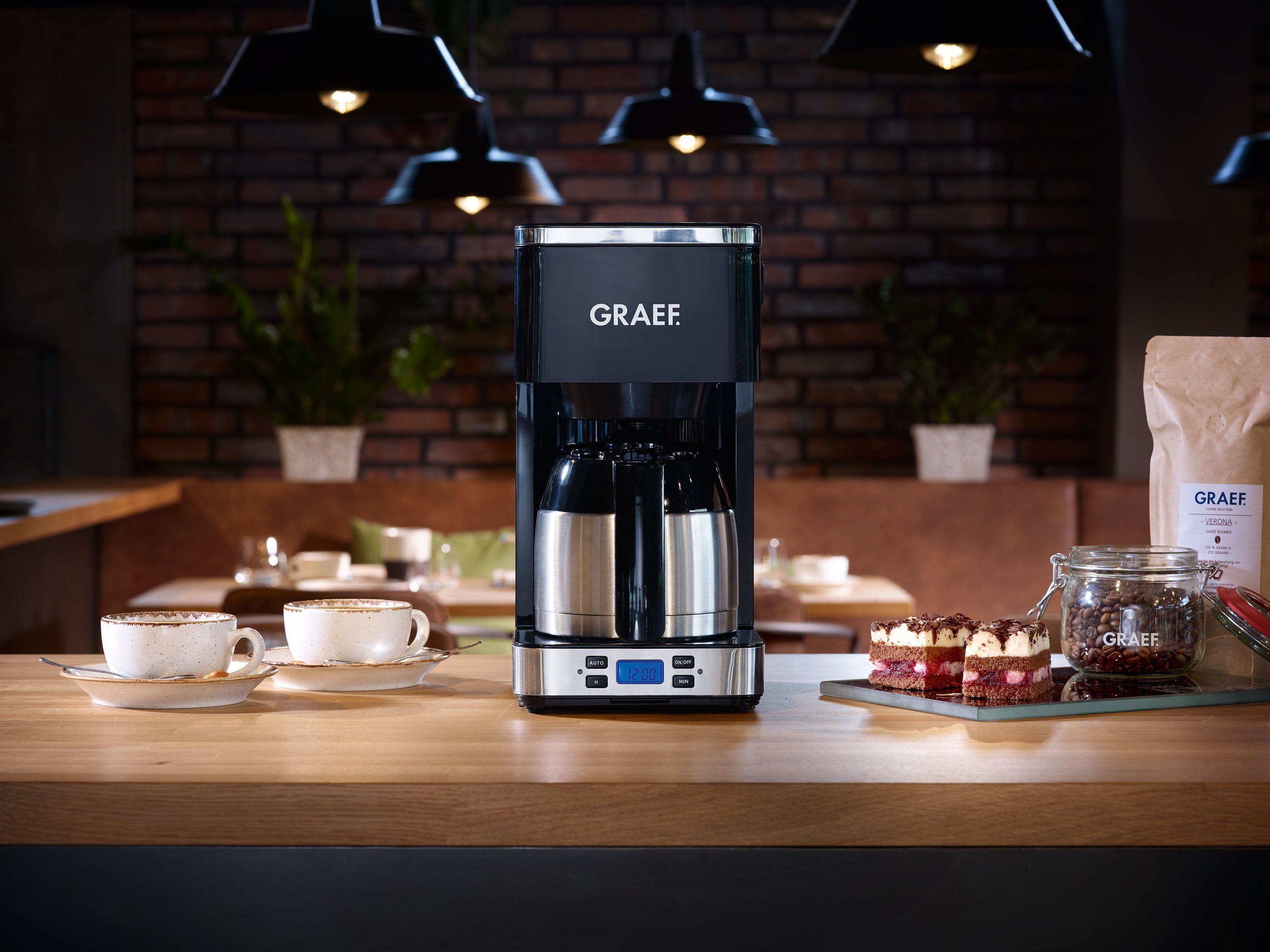 Graef Filterkaffeemaschine FK 512, 1l Kaffeekanne, Korbfilter 1x4, mit Timer und Thermokanne