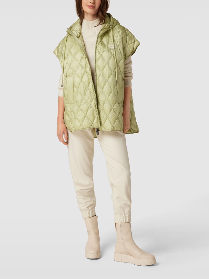 Oversized Steppweste mit Kapuze Modell 'CARLY' in schilf