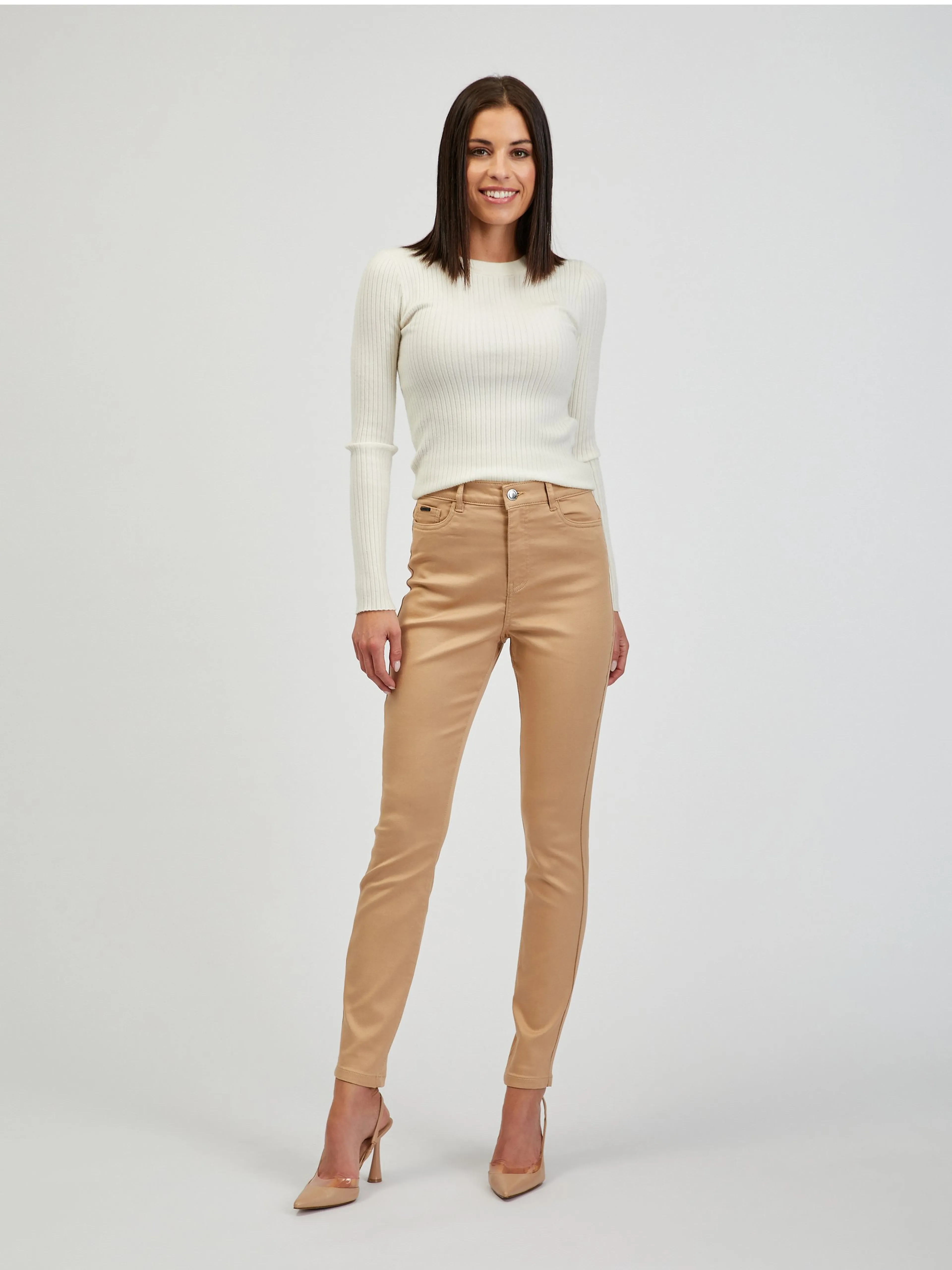 Beigefarbene Skinny Fit Damen Hose ORSAY Paul