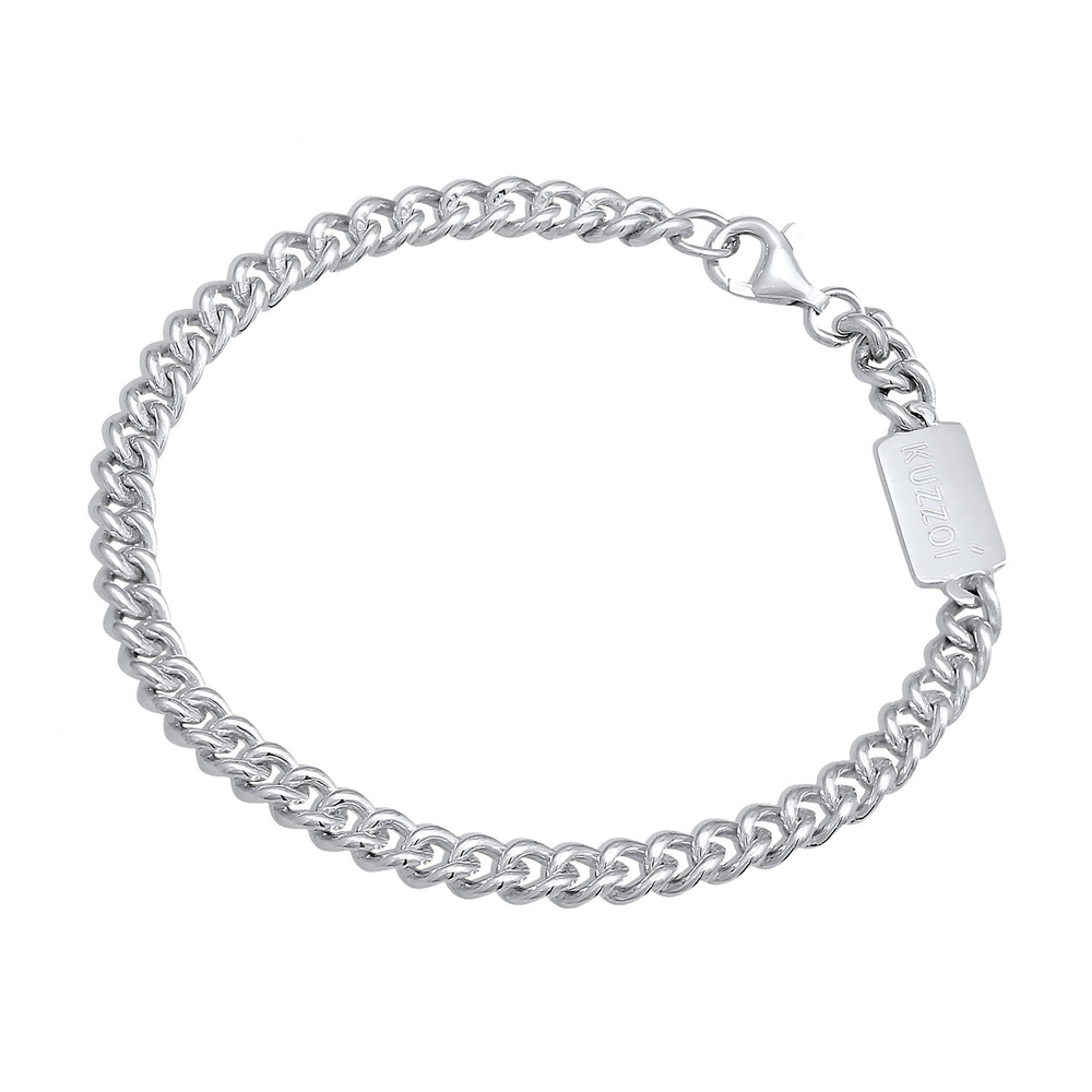 KUZZOI KUZZOI Bracelet Hommes Char Massif Basique en argent sterling 925 Bracelet