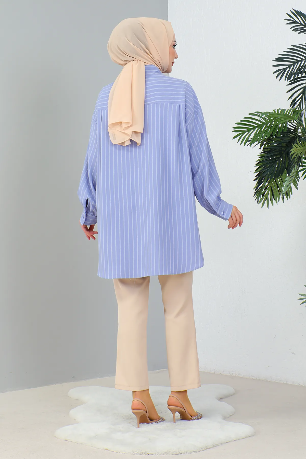 MODAQU  Blau gestreiftes Freizeithemd