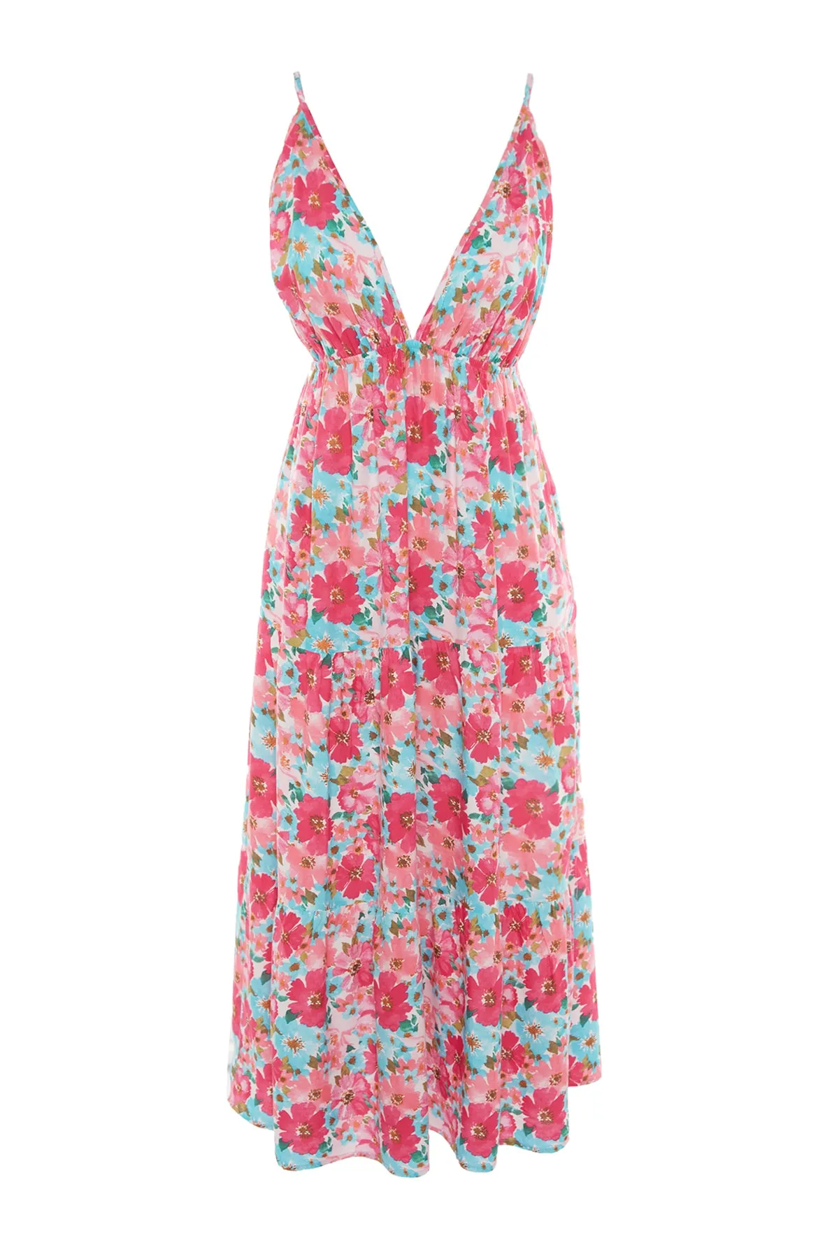Trendyol Collection  Maxi-Strandkleid aus Webstoff mit Blumenmuster TBESS23EL00146