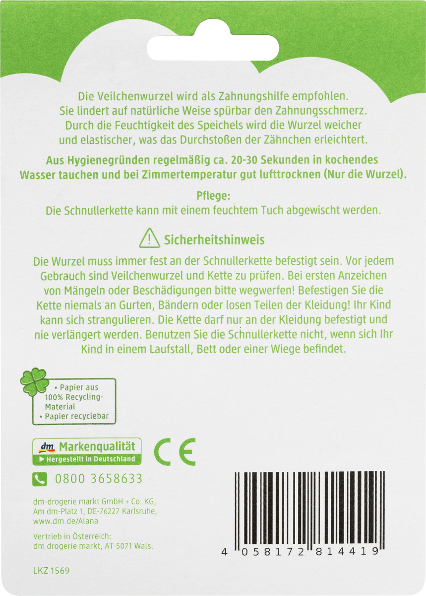 Schnullerkette mit Veilchenwurzel, 1 St