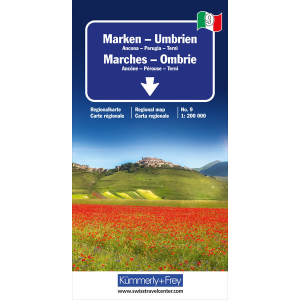 MARKEN - UMBRIEN NR. 09 REGIONALKARTE ITALIEN 1:200 000 - Straßenkarte