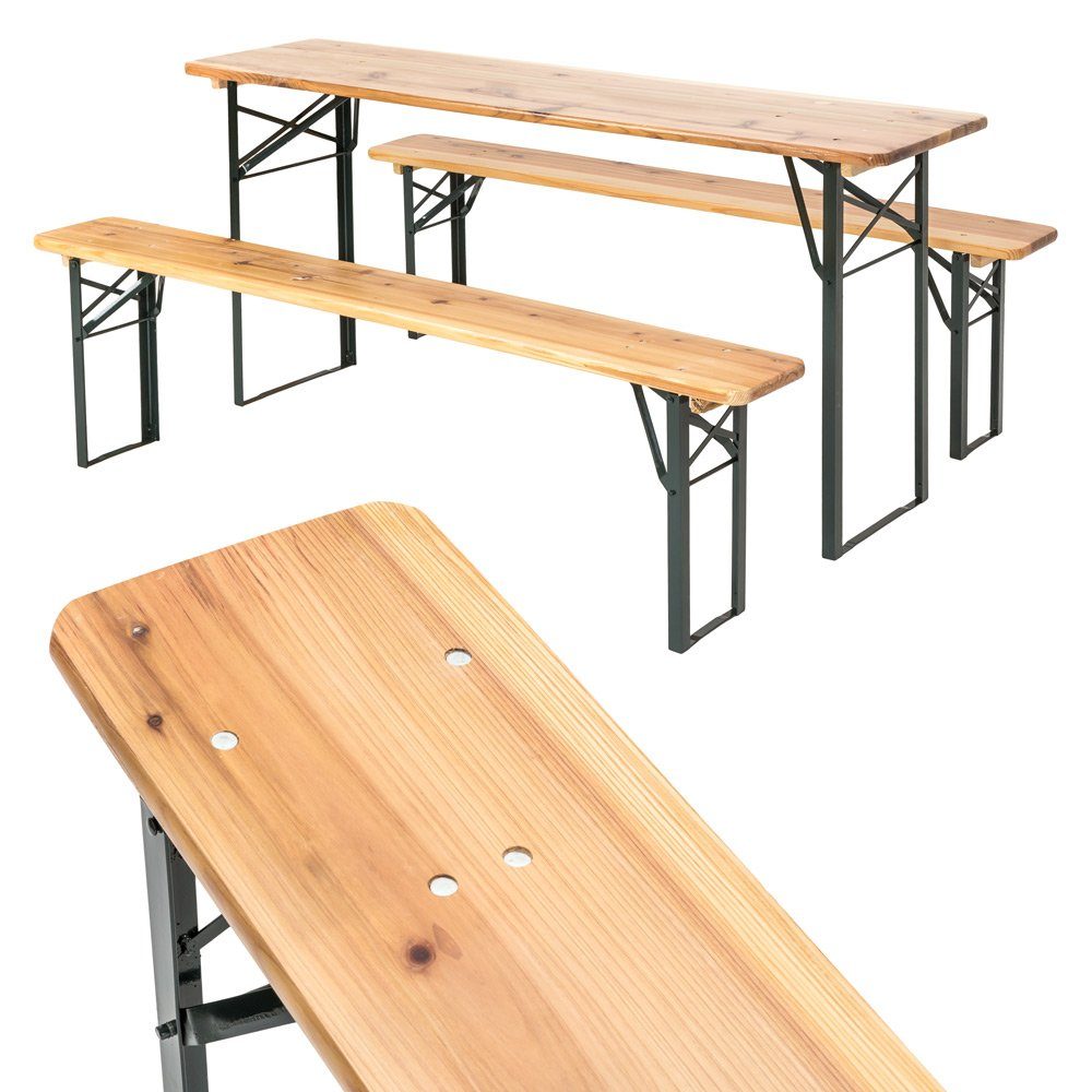 tectake Bierzeltgarnitur Bierzeltgarnitur klappbar, 1 Tisch + 2 Bänke, (Set, 3-tlg), leicht zu reinigen