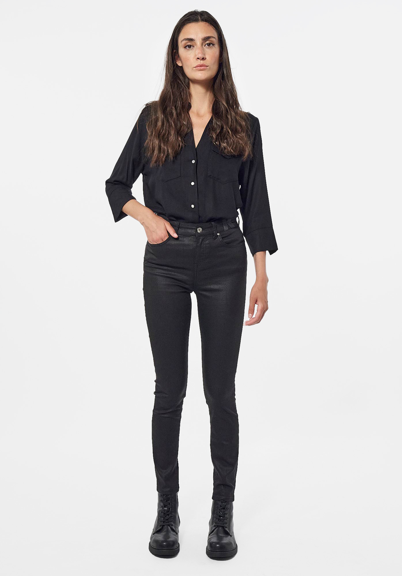 CAMIE  Jean slim pied de poule Femme