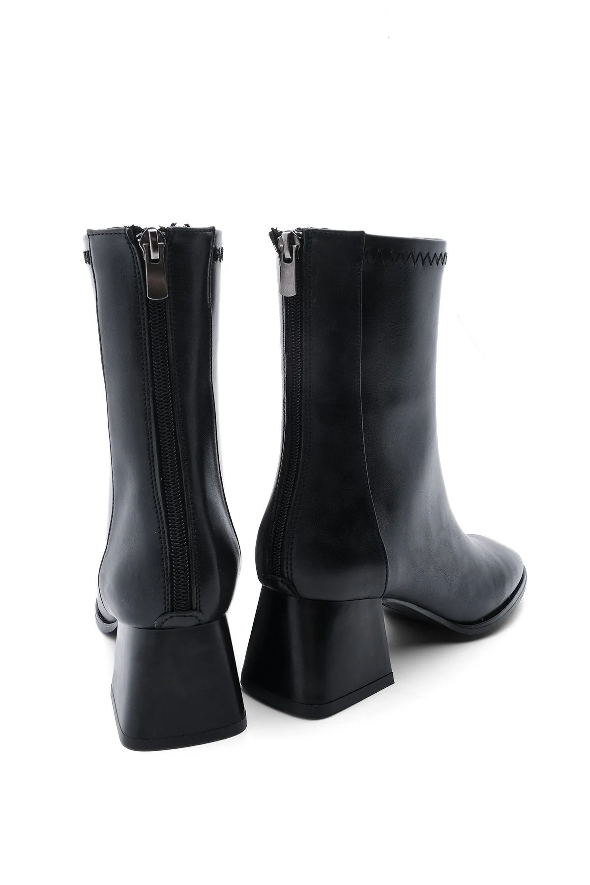 Marjin  Damenstiefel mit Absatz Blunt Toe Back Zipper Nayis schwarz