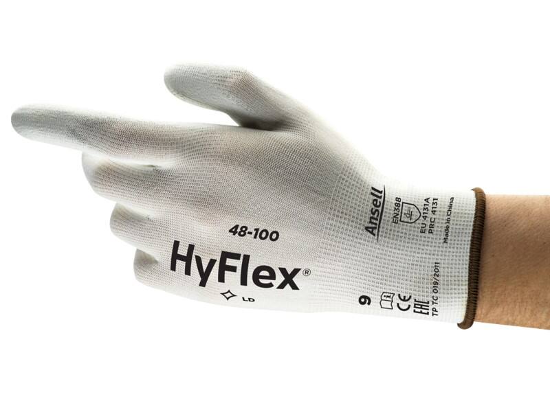 Ansell HyFlex Mechanical Protection Arbeitshandschuhe PU (Polyurethan) Größe 10 Weiß 12 Paar
