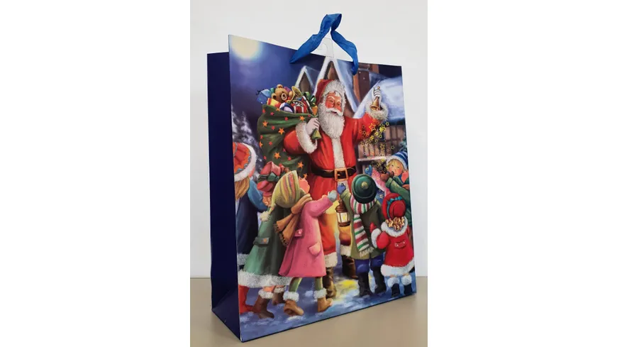 Geschenktüte Santa + Kids mittel 32x10x26cm