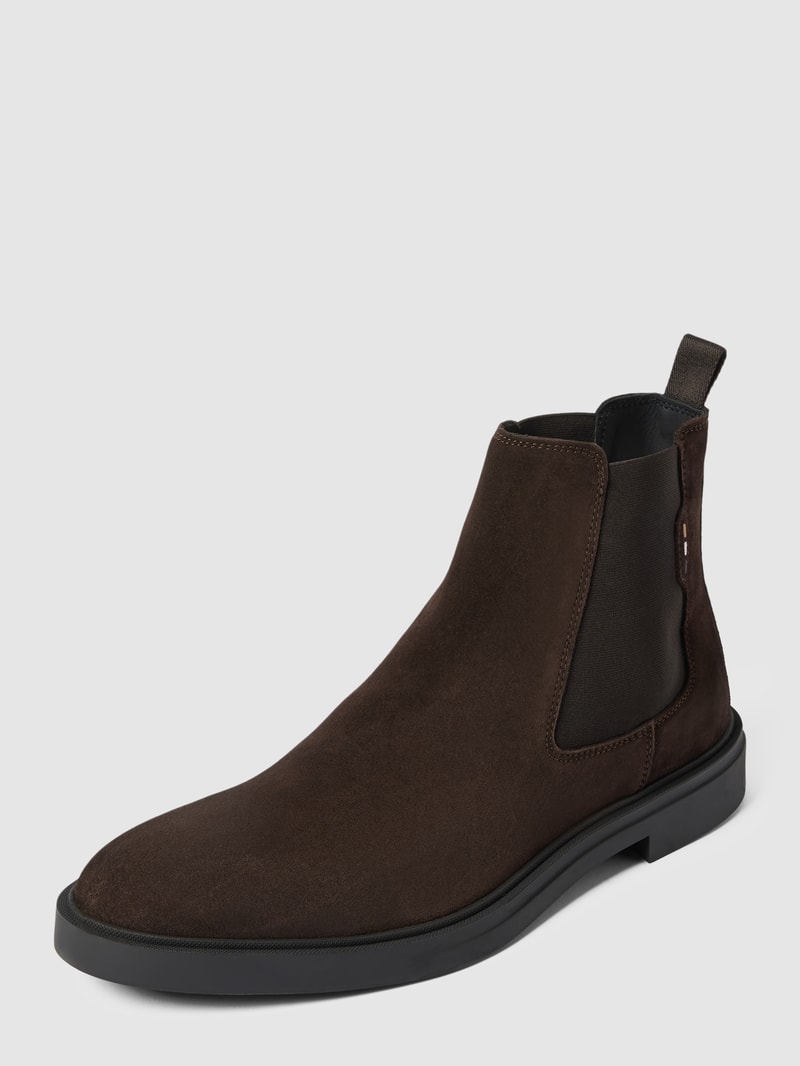 Chelsea Boots mit Label-Details Modell 'Calev' in dunkelbraun