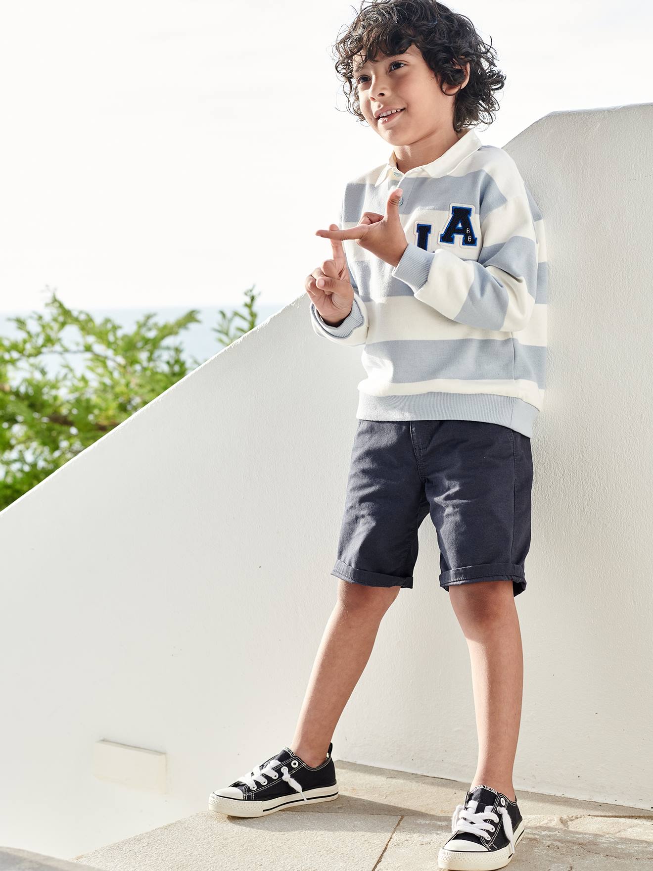 Bermuda chino garçon bleu