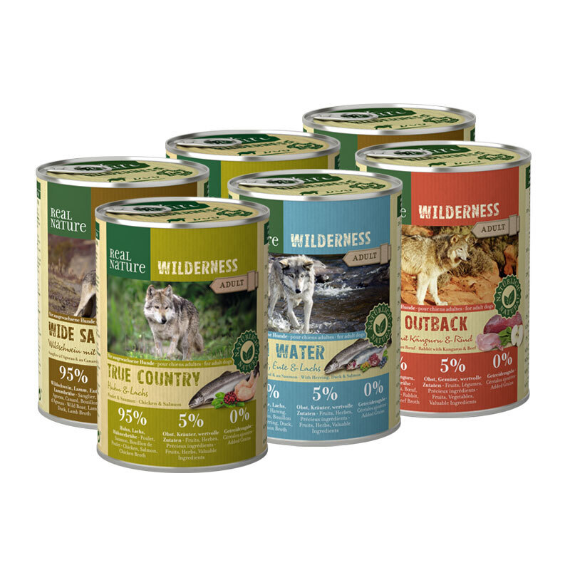 REAL NATURE Hundenassfutter REAL NATURE WILDERNESS Adult Mixpaket 6x400g Mixpaket 2