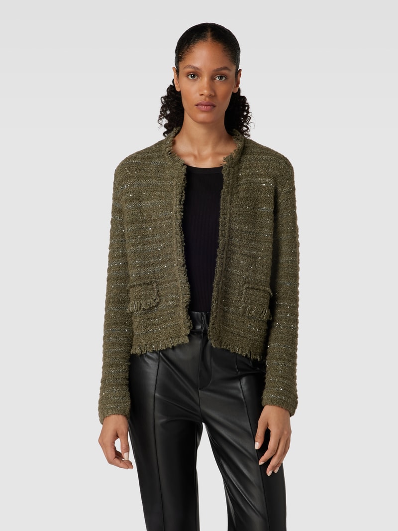 Cardigan mit Fransen in khaki
