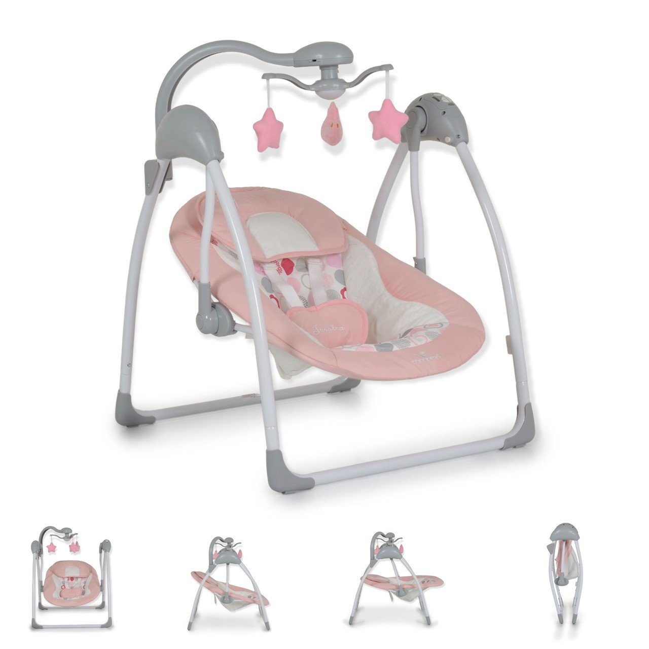 Moni Babywippe Babywippe elektrisch Jessica, Spielbogen Musikfunktion Schaukelfunktion