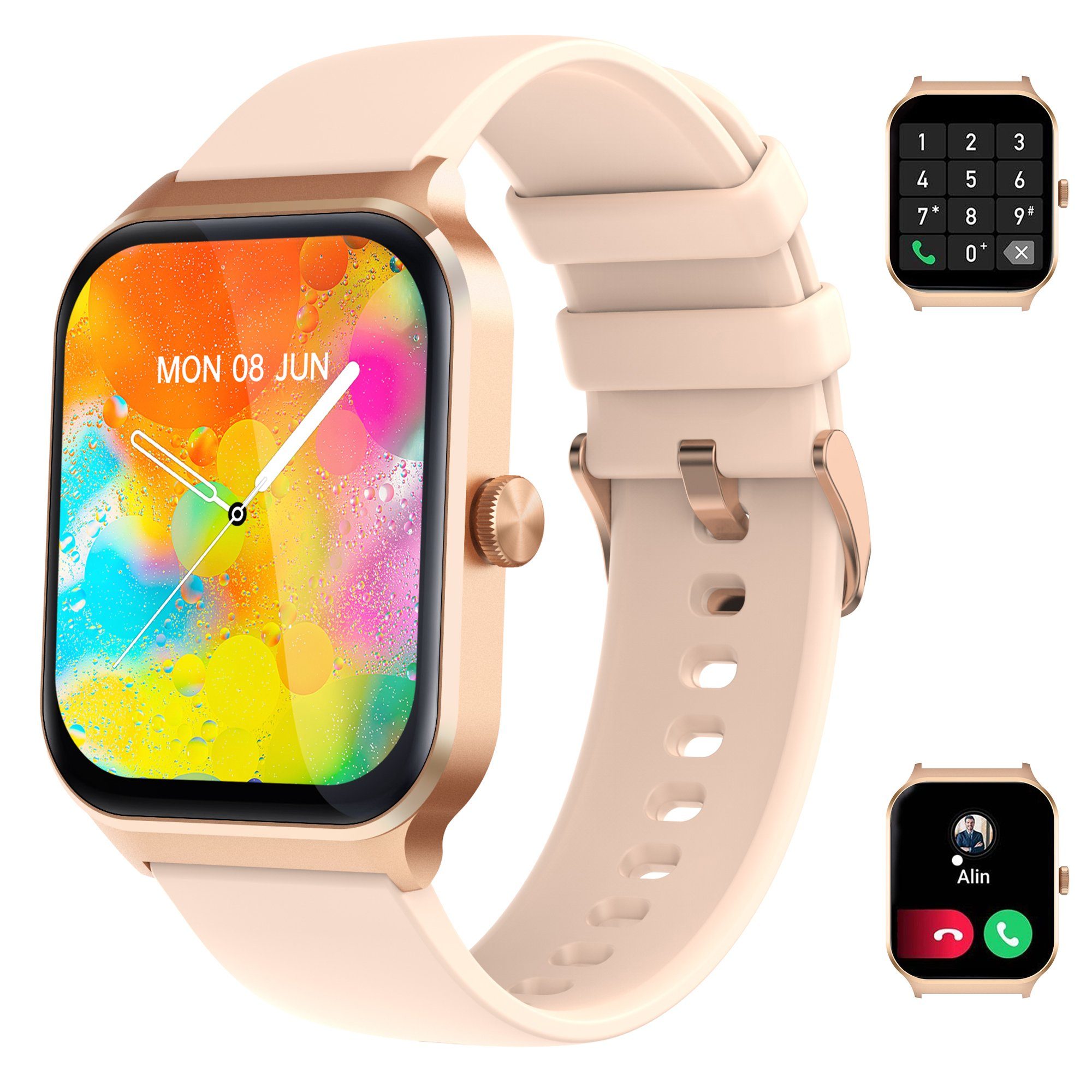 IBETTER Smartwatch,Fitness Tracker Uhr für,Damen Herren Smartwatch Smartwatch (1,96