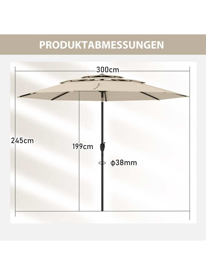 COSTWAY 300cm Sonnenschirm windfest stabil in Beige günstig kaufen onesize