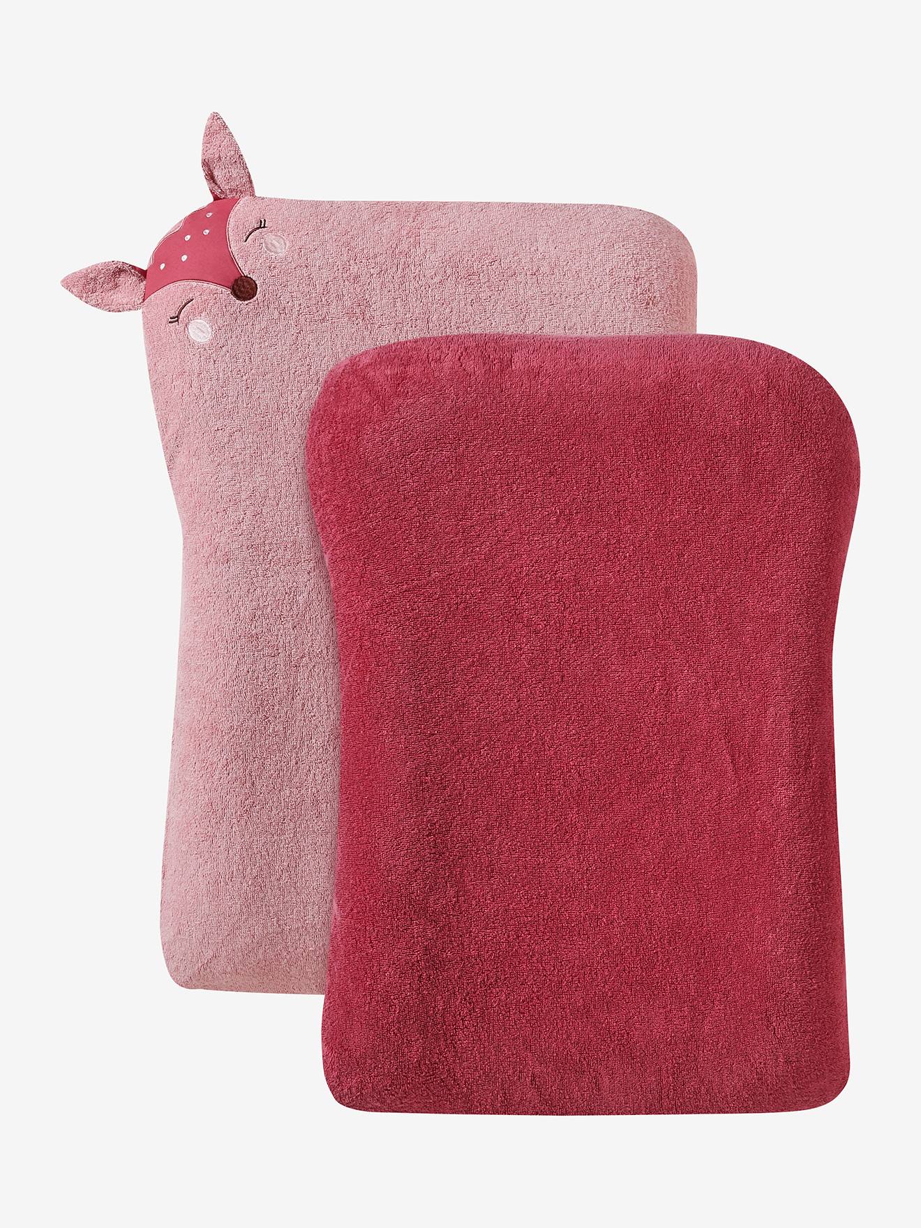 Vertbaudet 2er-Set Frottee-Schonbezüge für Baby Wickelauflage, personalisierbar - karamell bär