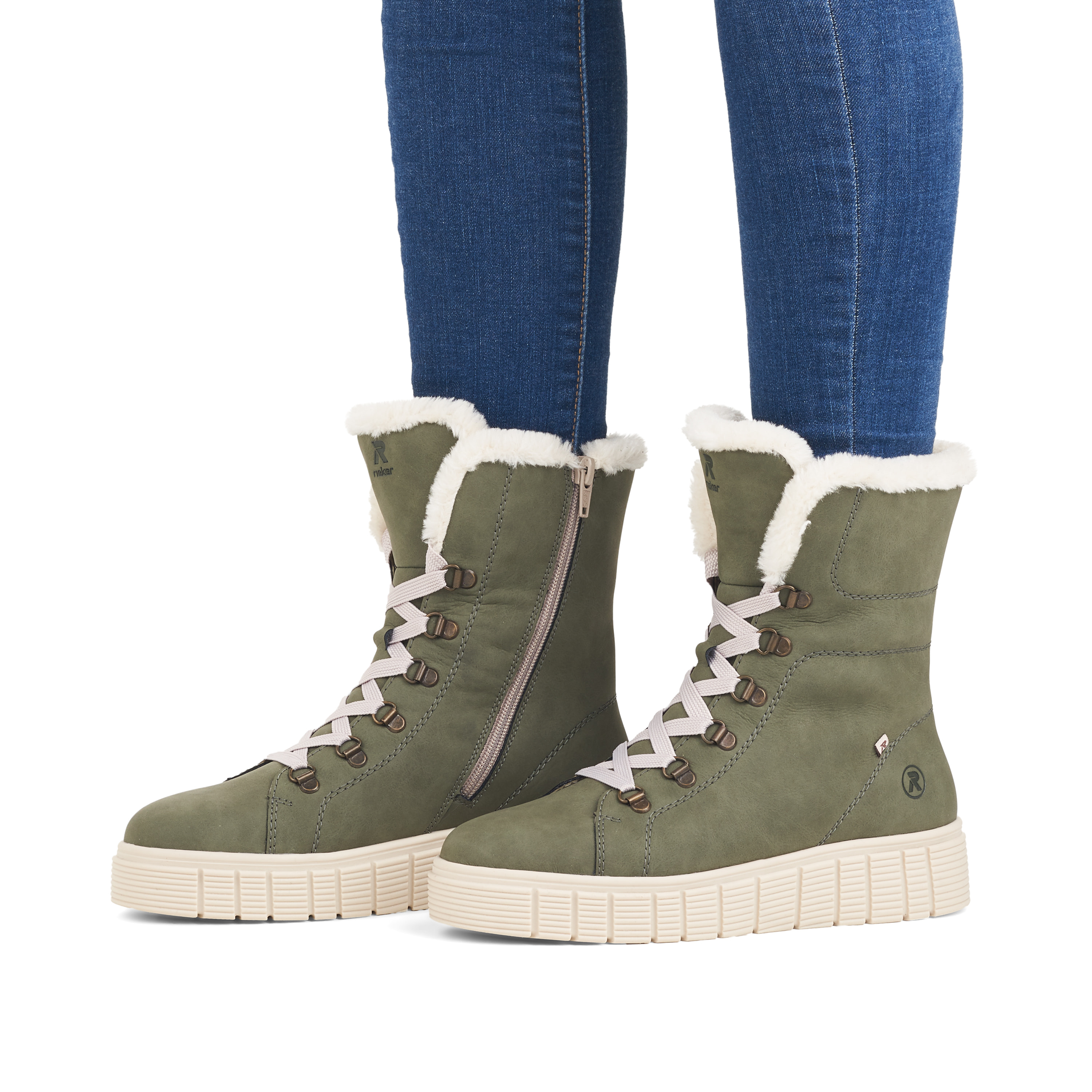 Rieker Damen Schnürstiefel khaki snow