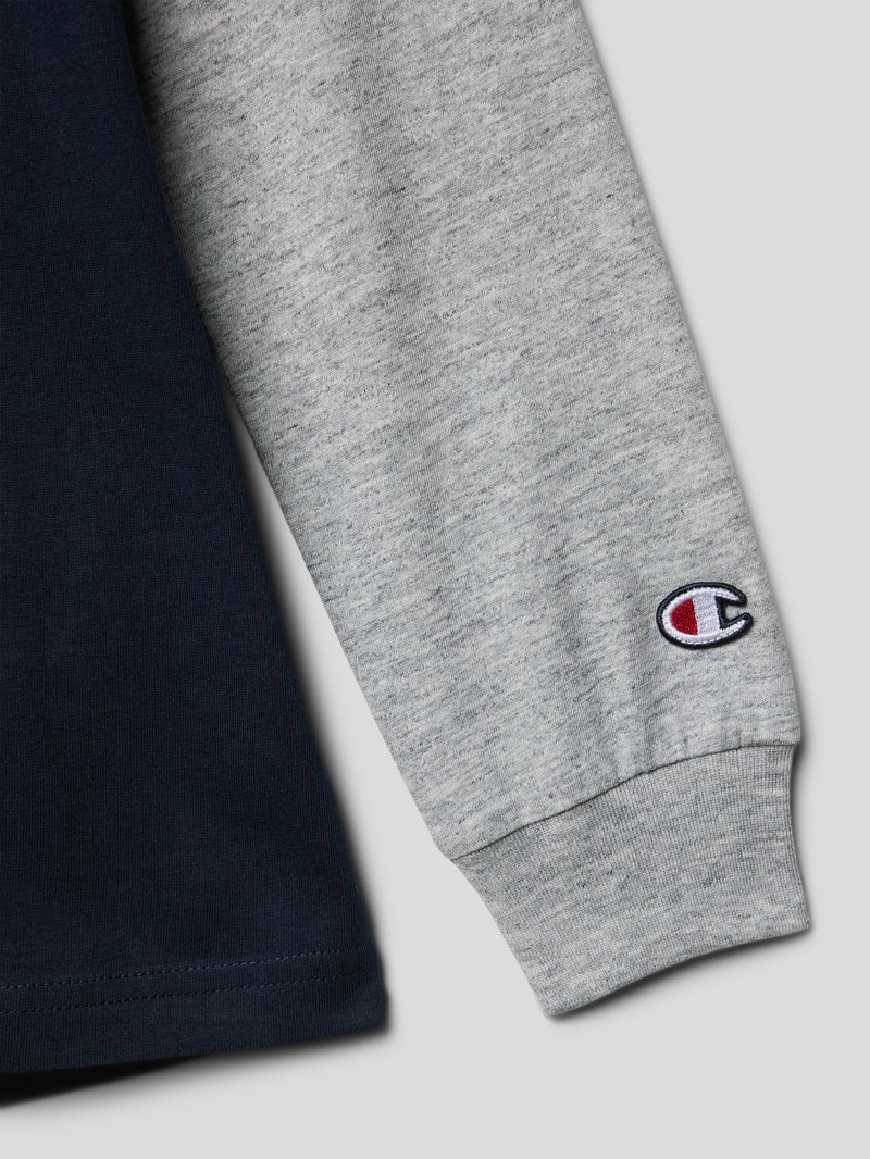 Longsleeve mit Logo-Print in marineblau