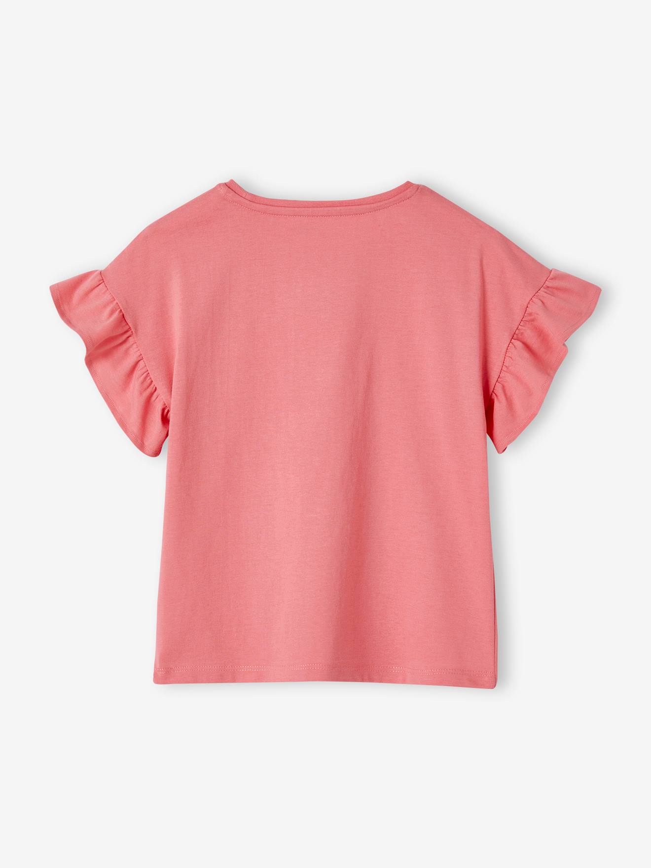 Vertbaudet Mädchen T-Shirt mit Pailletten Oeko-Tex - wollweiß