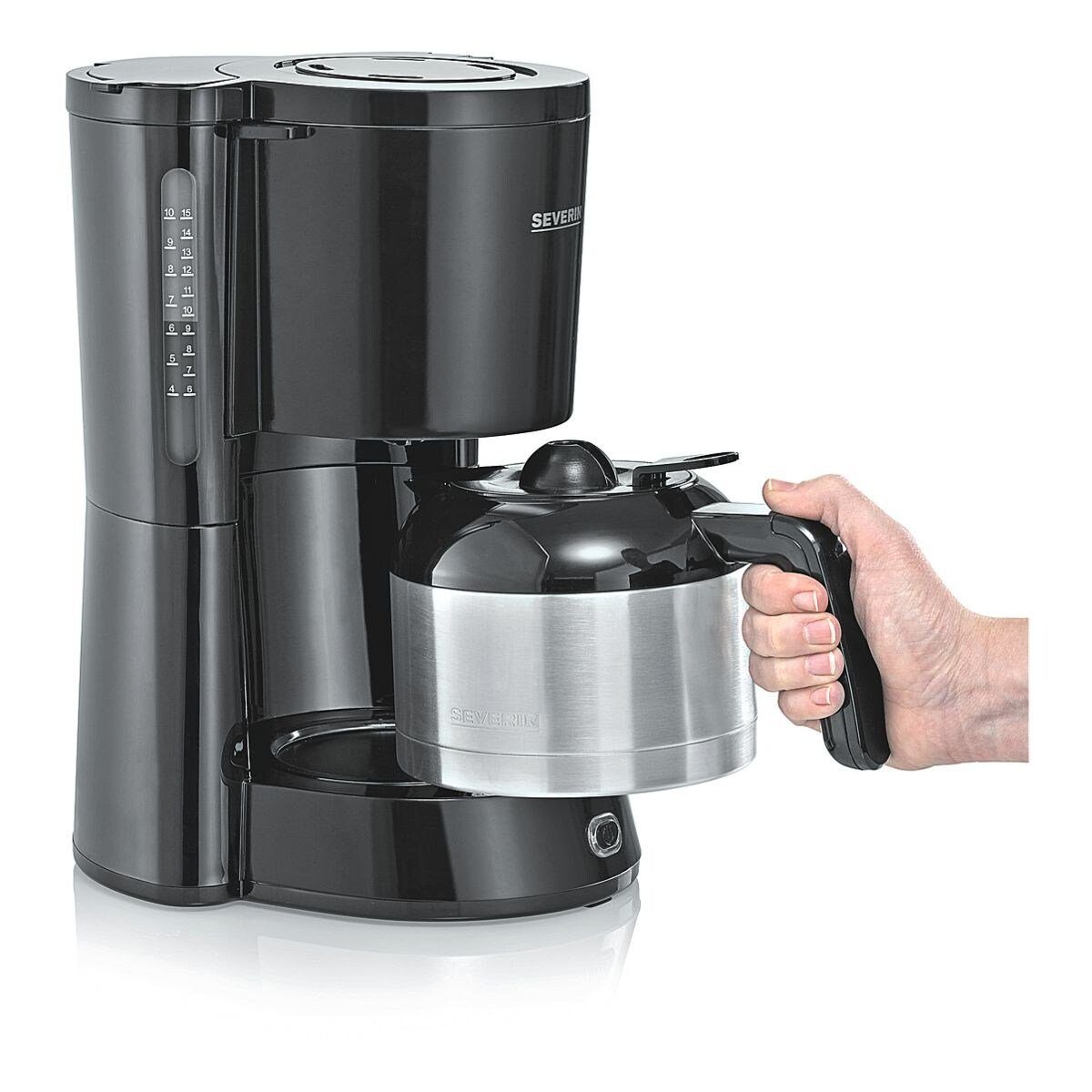 Severin Filterkaffeemaschine, 1l Kaffeekanne, mit Thermokanne, bis 8 Tassen, 1000 Watt