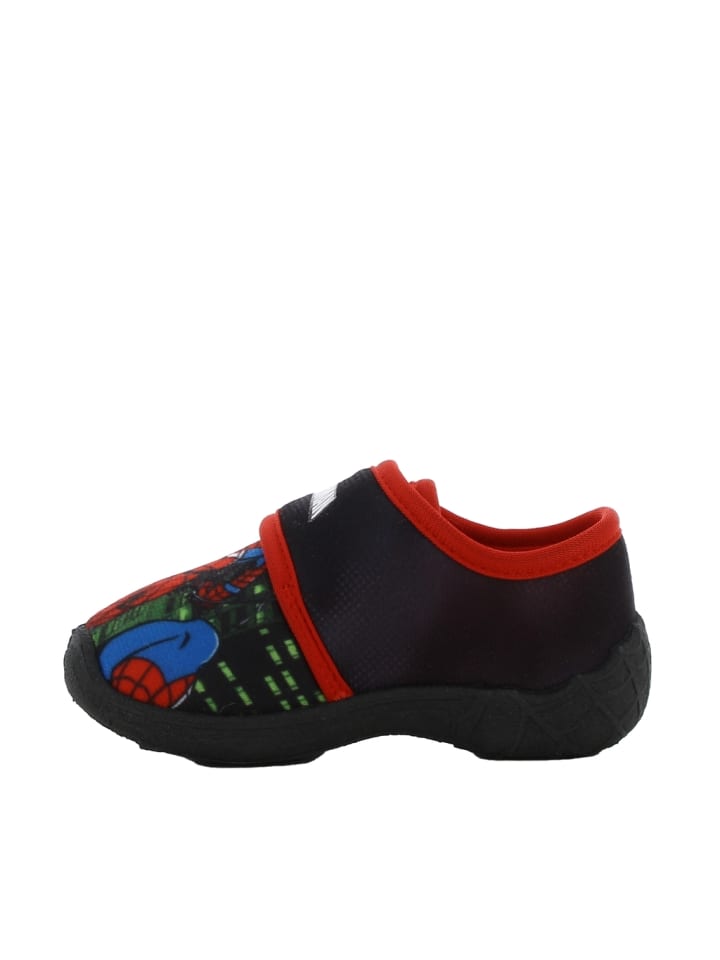 Spiderman Hausschuhe mit Marvel Spiderman Motiv, in Schwarz, mit Klettverschluss günstig kaufen