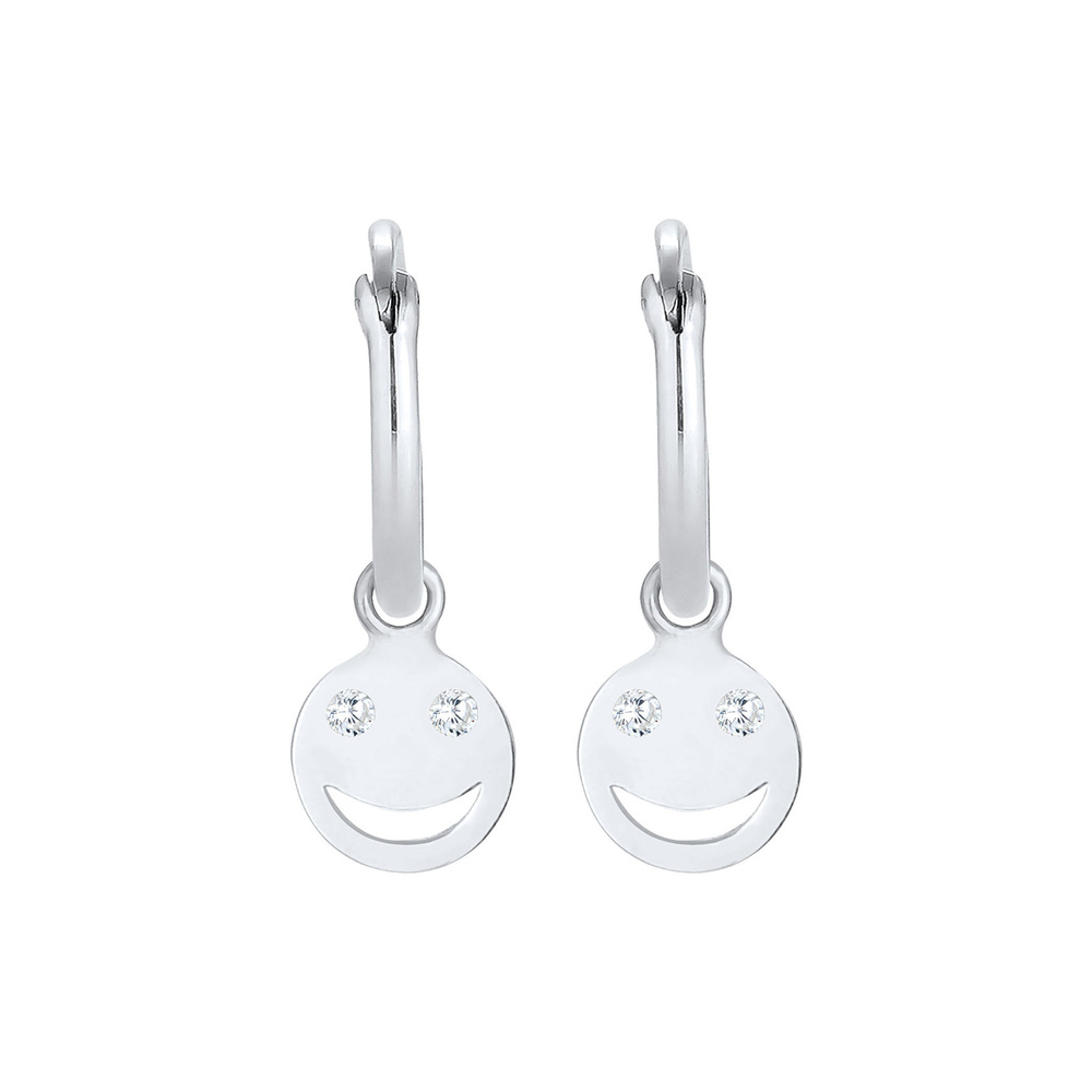 Elli Elli Boucles d'Oreilles Tendance Emoji Smile pour femme avec cristaux de zircone  Boucles d'oreilles