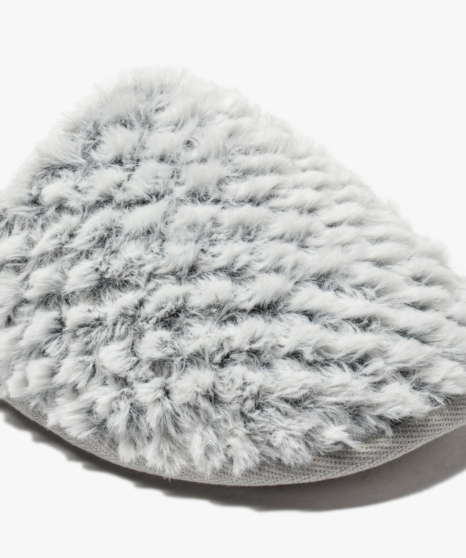 Chaussons femme mules plates en textile peluche gris | GEMO