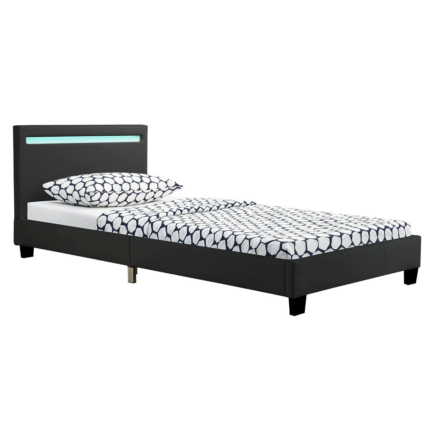 Juskys Polsterbett Verona, hohes Kopfteil, robustes Bettgestell, Lattenrost