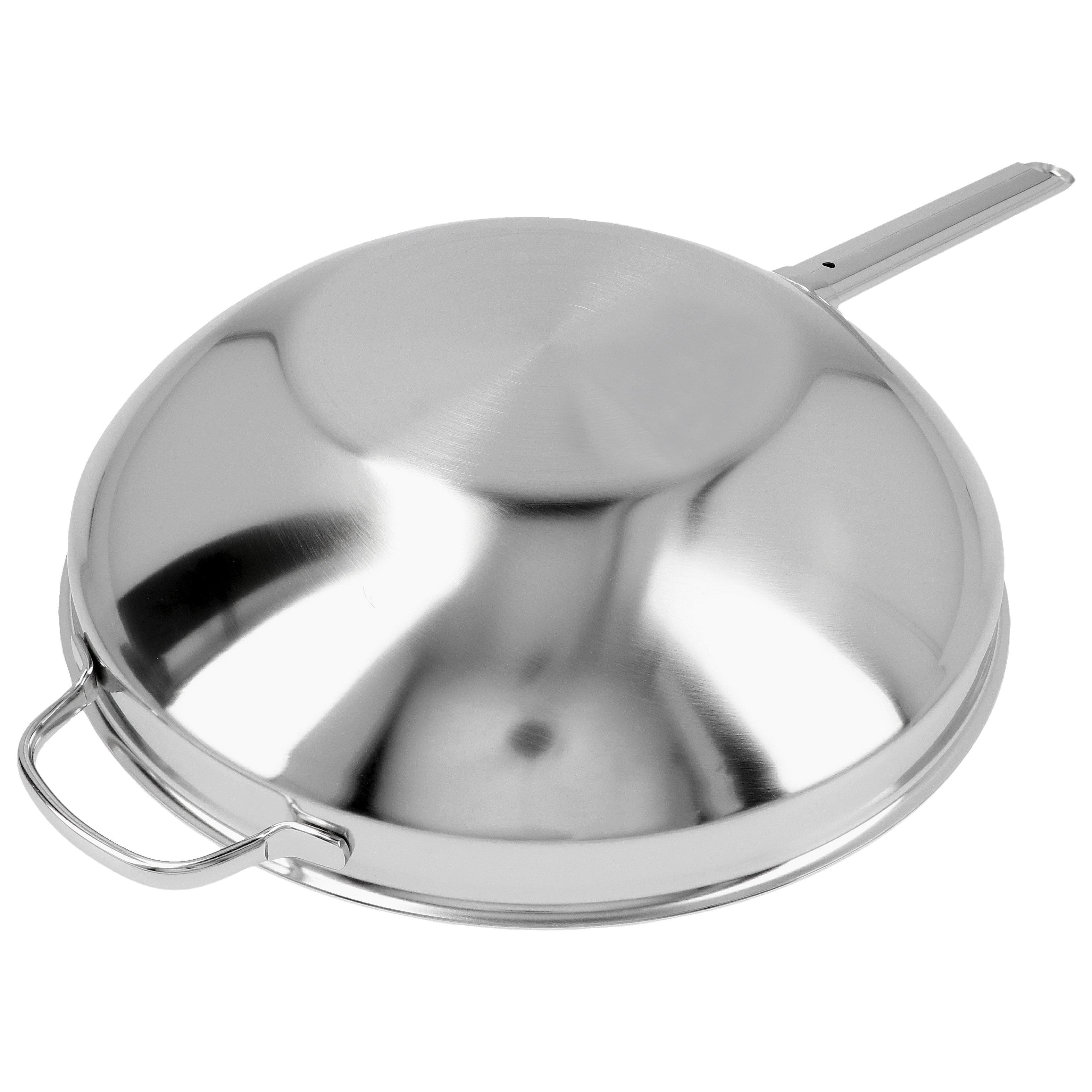 Wok flacher Boden 32 cm, 18/10 Edelstahl