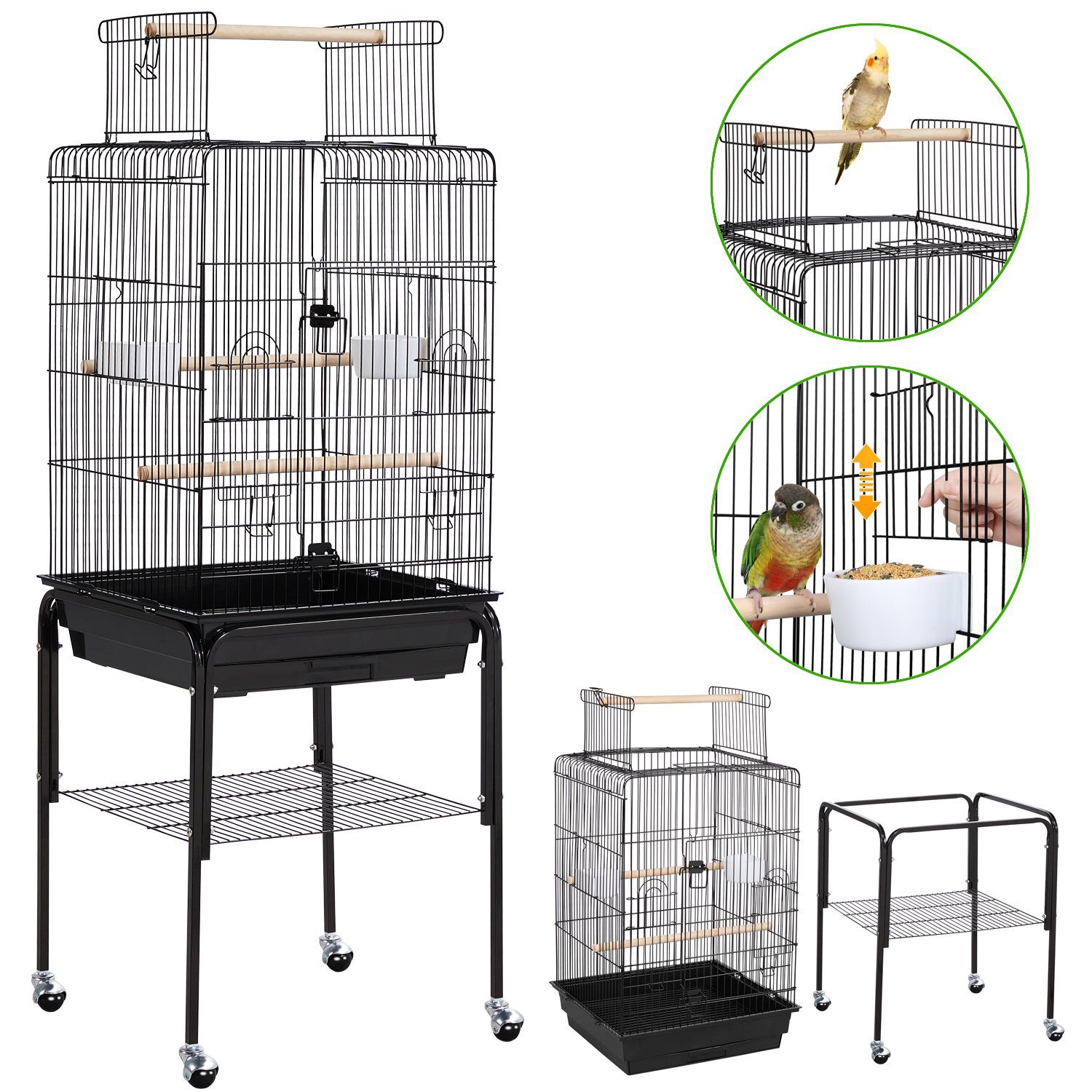 Yaheetech Vogelkäfig, Zusätzlicher Stauraum für Zubehör