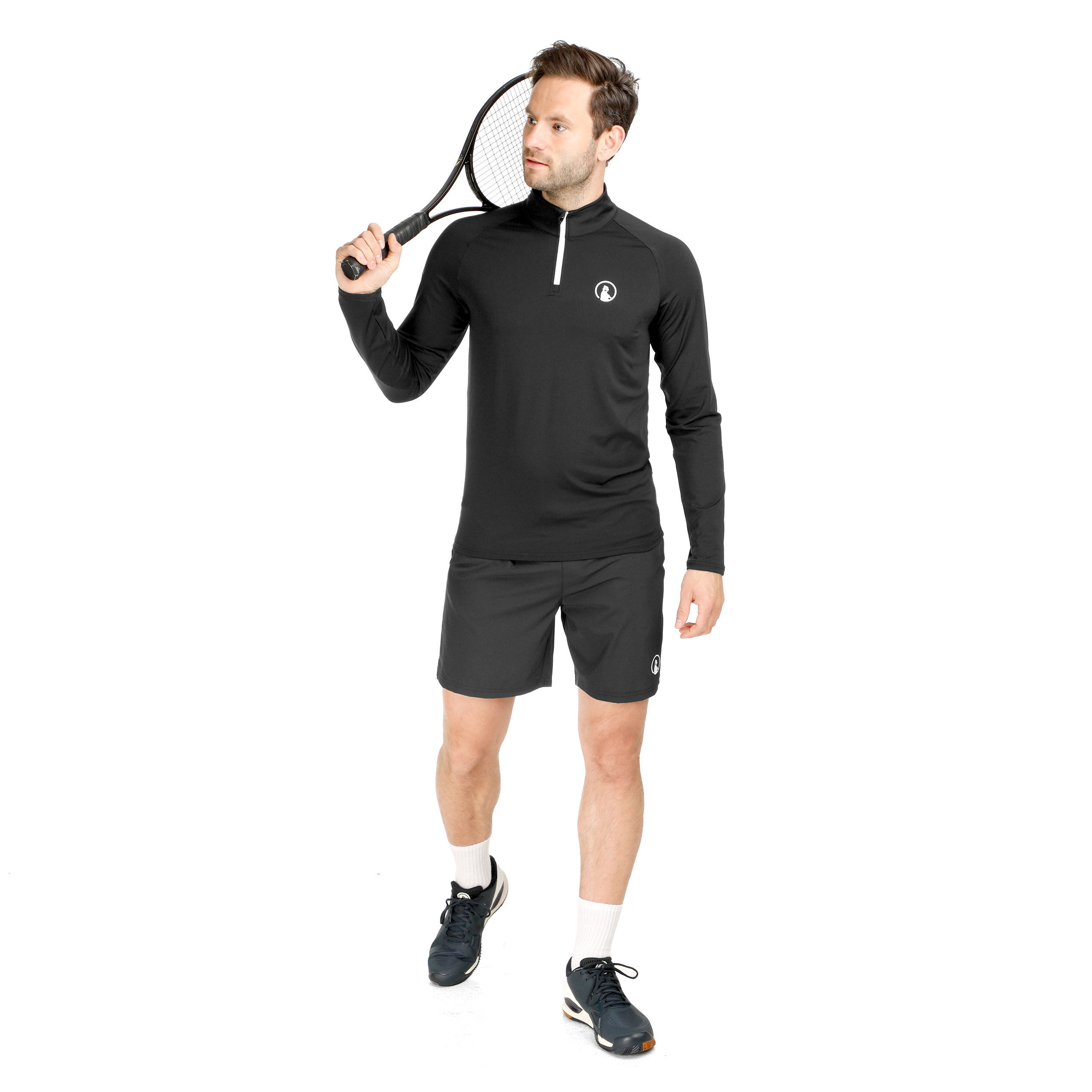 Big Serve 1/4 Zip Longsleeve Herren - Schwarz, Weiß