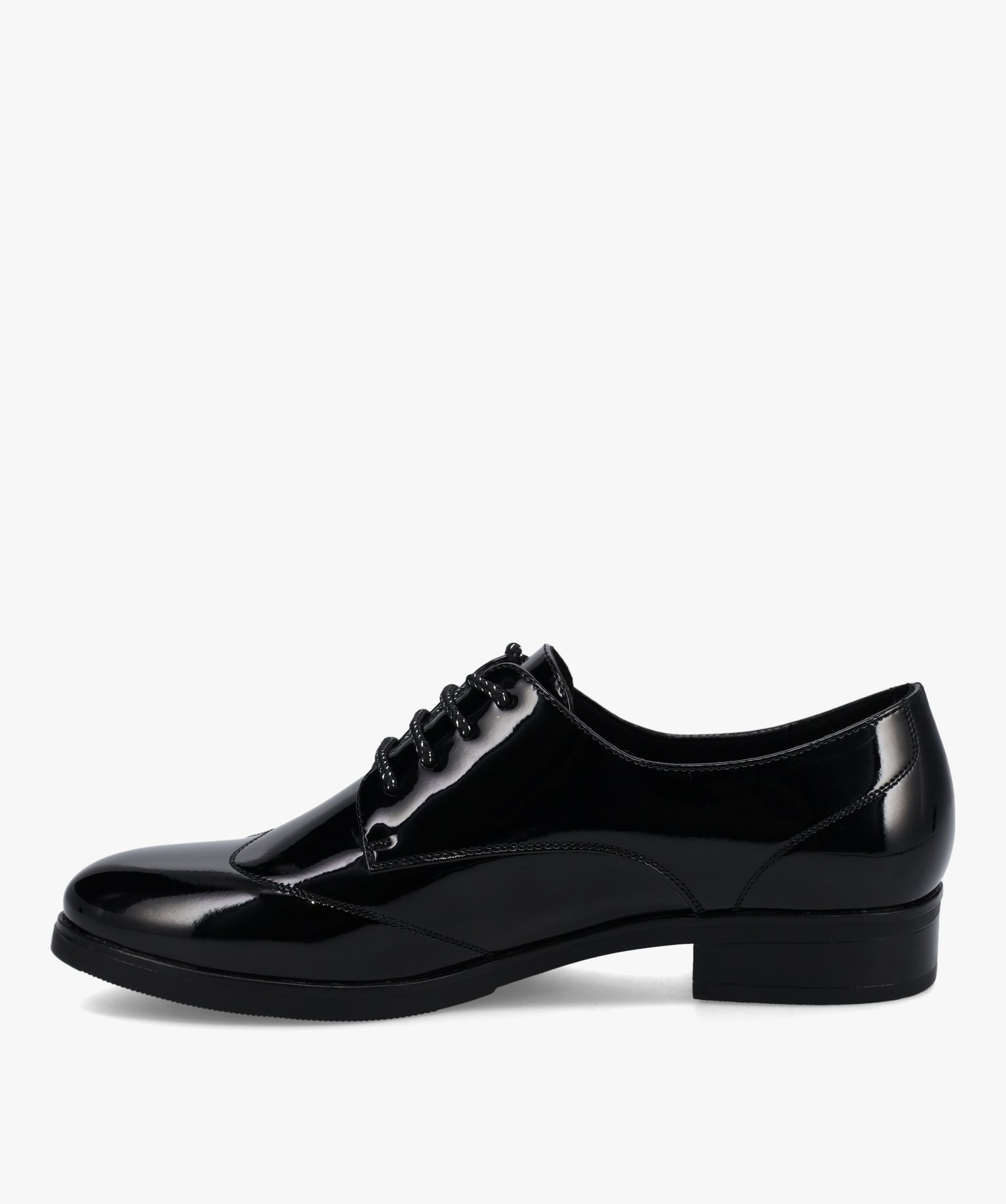 Derbies femme à talon plat et dessus fantaisie noir | GEMO