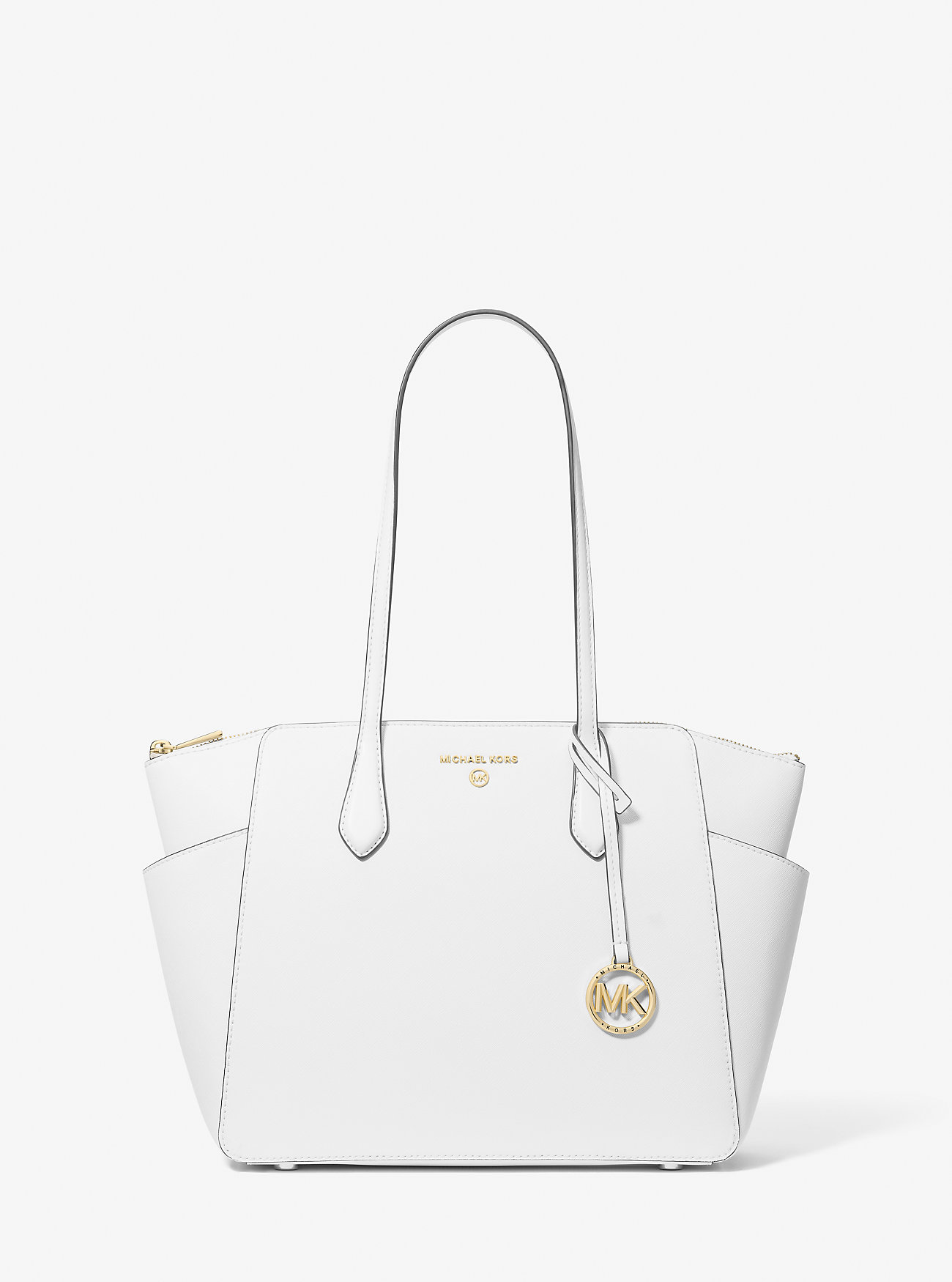 Marilyn Medium Saffiano Leather Tote Bag - OPTIC WHITE