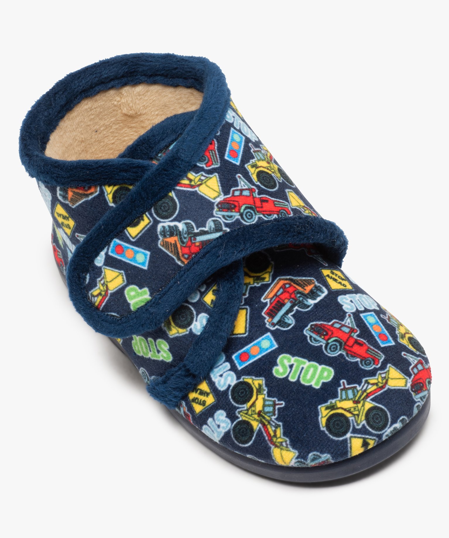 Chaussons Garçon bottillons imprimés voitures et camions bleu | GEMO
