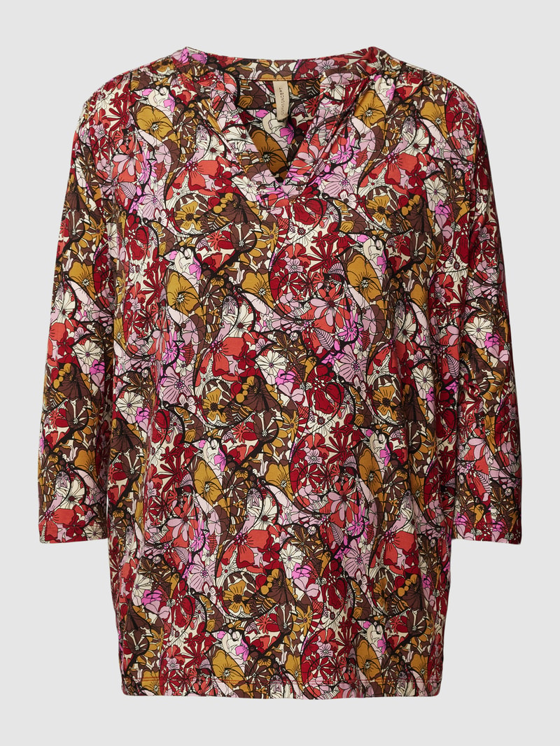 T-Shirt mit floralem Muster Modell 'MARICA' in bordeaux rot
