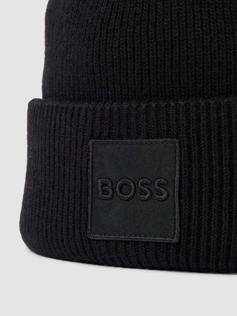Strickmütze mit Label-Stitching Modell 'Landran' in schwarz