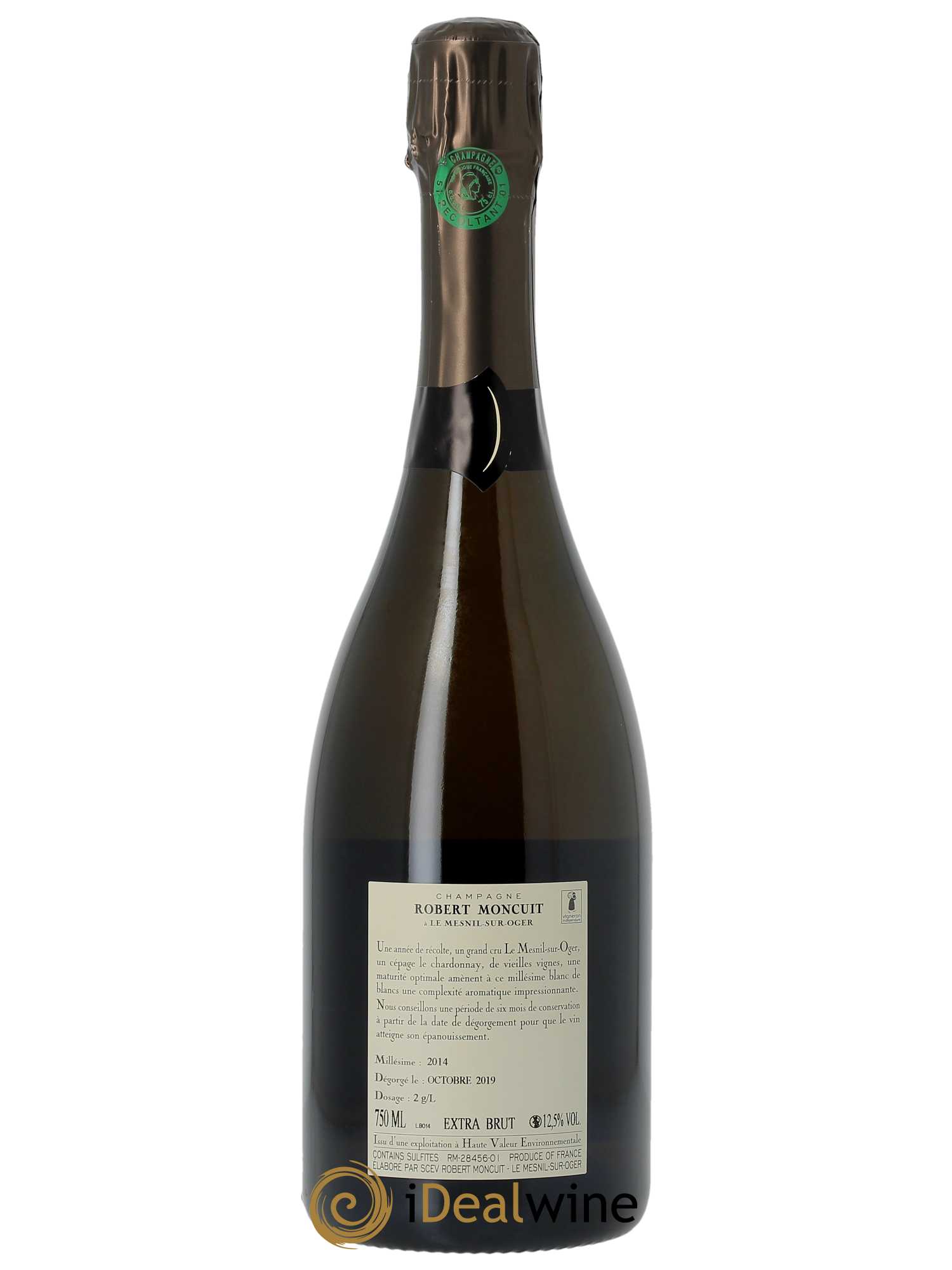 Blanc de Blancs Grand Cru Extra Brut Robert Moncuit  2014 - Lot de 1 Bouteille