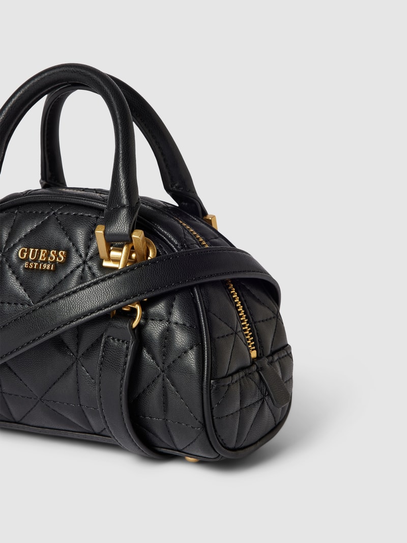 Bowling Bag mit Label-Details Modell 'MILDRED' in schwarz