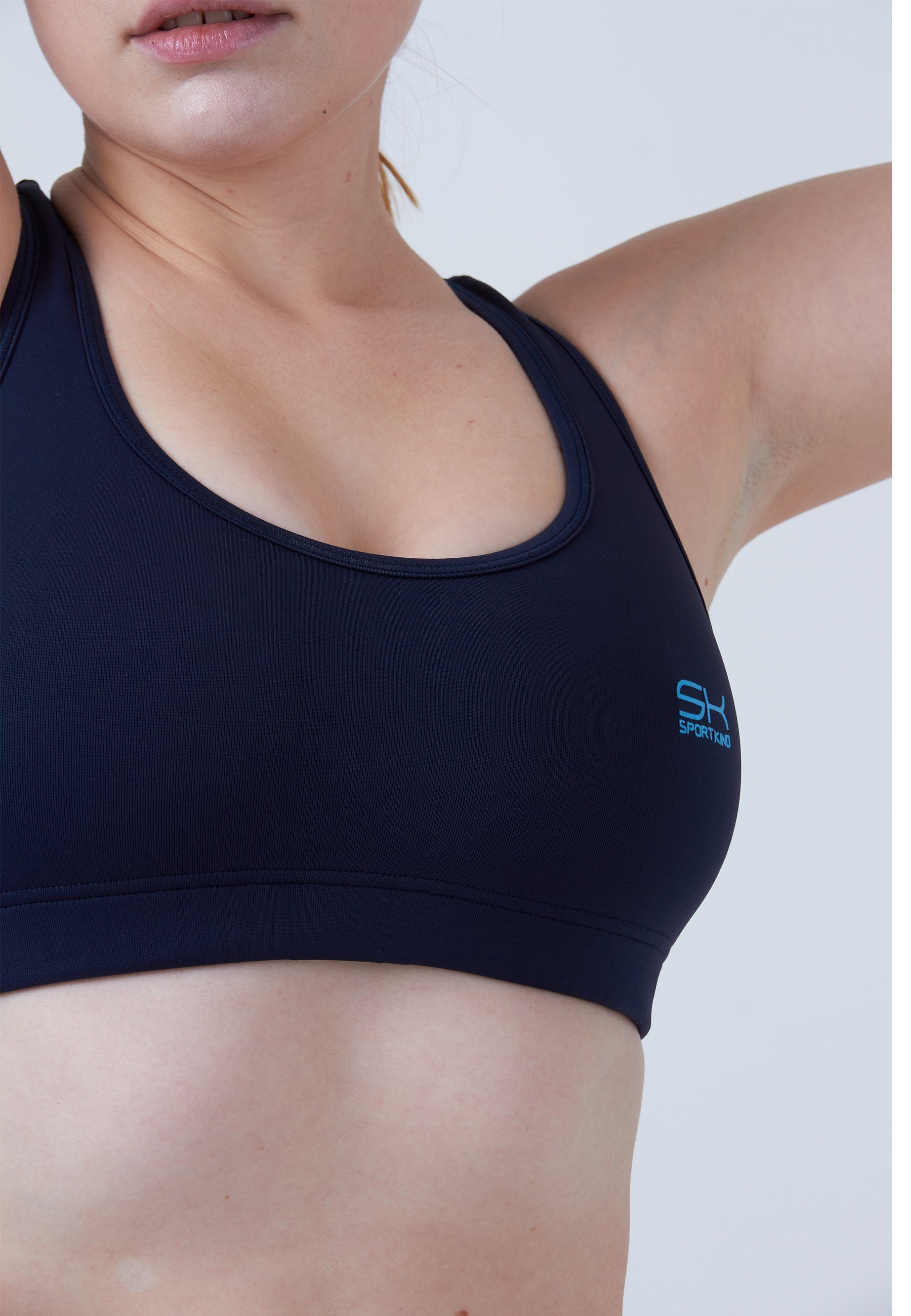 SPORTKIND Sport-BH Tennis Bustier breite Träger Mädchen & Damen navy blau