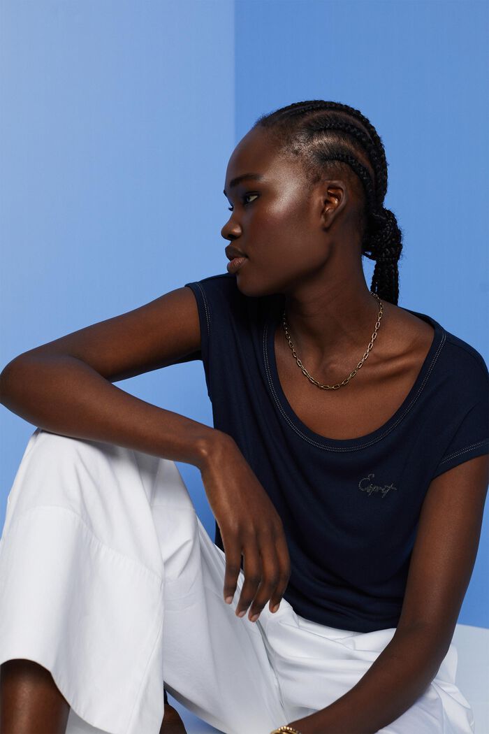 T-Shirt mit Paillettendetails, LENZING™ ECOVERO™